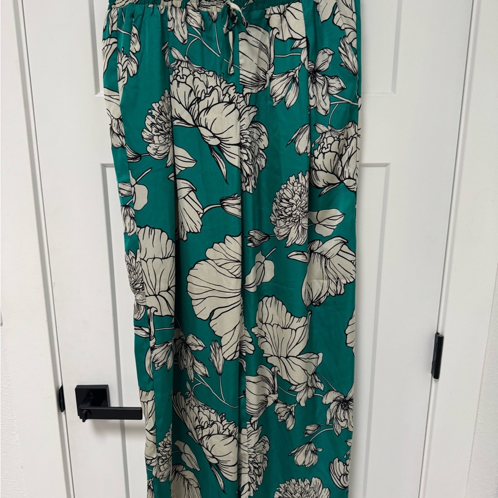 RACHEL Rachel Roy Teal and Cream Patterned lounge pants size large women’s